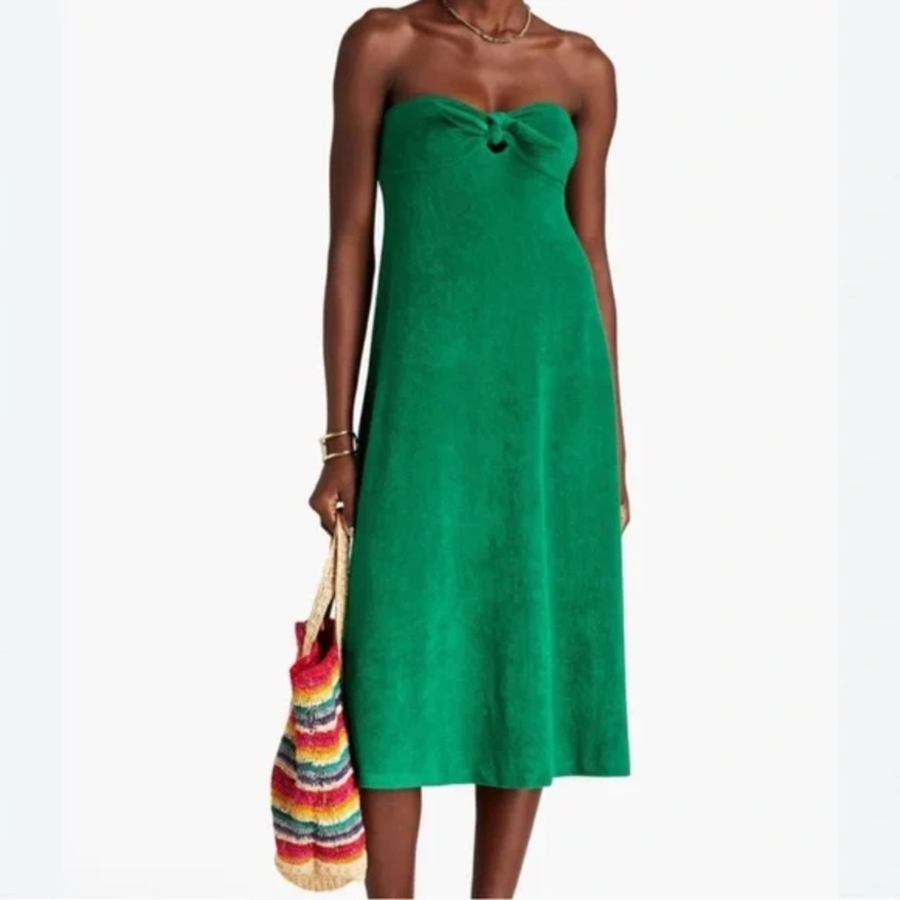 Zimmerman Teddy Strapless Tie-Front Cotton-Terry Midi Dress Size 2